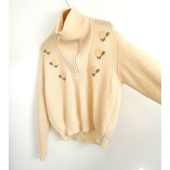 ROUJE PARIS Favin Mohair Wool Half Zip Retro Vintage Sweater Made Italy 34 $265 - Picture 6 of 12